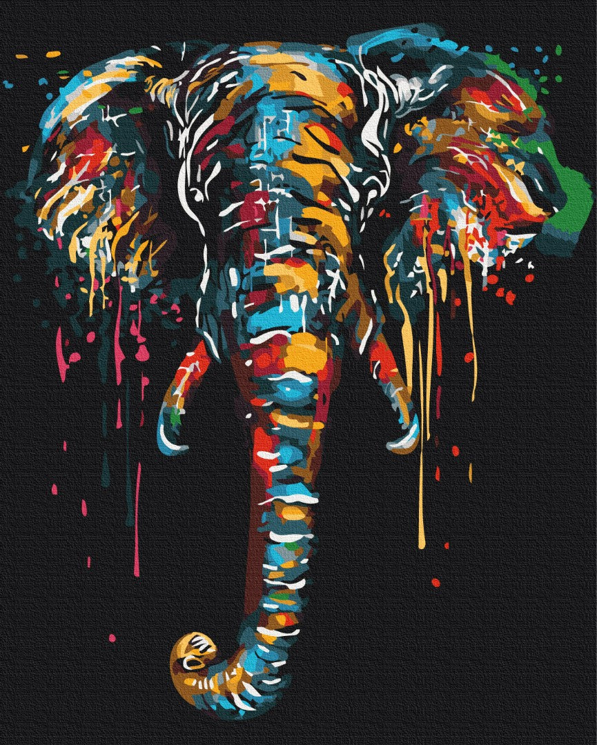 Maalaa numeroin Paint by numbers Elephant in paints