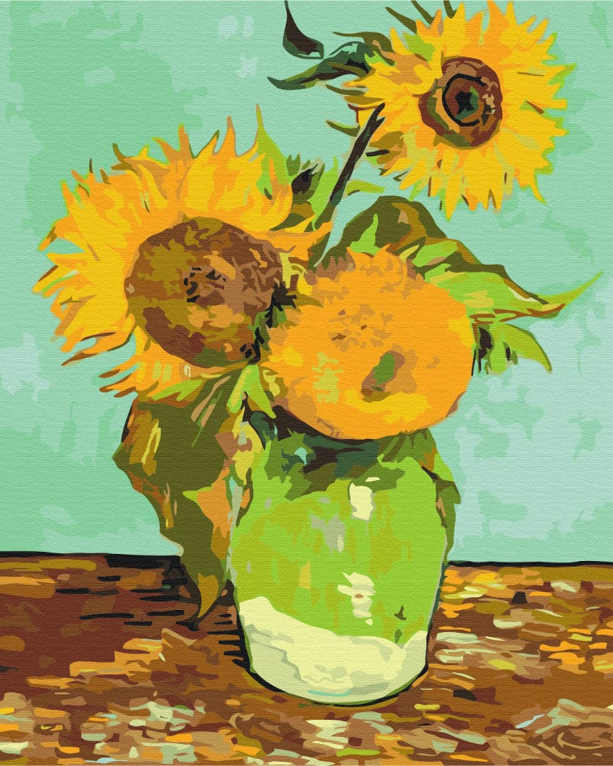 Maalaa numeroin Paint by numbers "Three Sunflowers in a Vase" by Vincent Van Gogh