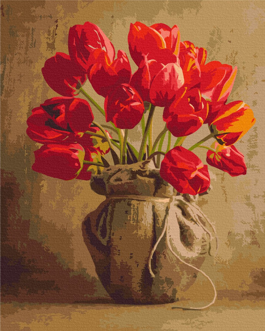 Maalaa numeroin Paint by numbers Bouquet of home tulips