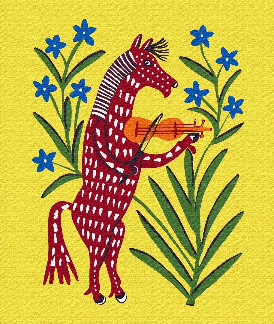 Maalaa numeroin Paint by numbers The humpbacked horse plays the violin © Mariia Prymachenko
