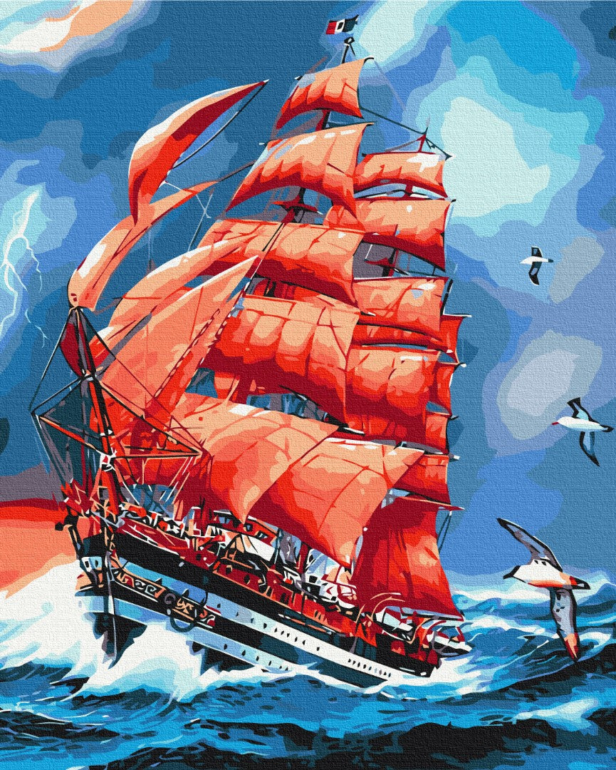 Maalaa numeroin Paint by numbers Purple sails