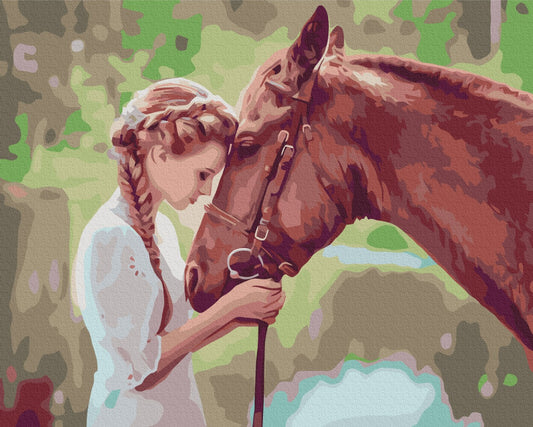 Maalaa numeroin Paint by numbers Girl with a horse