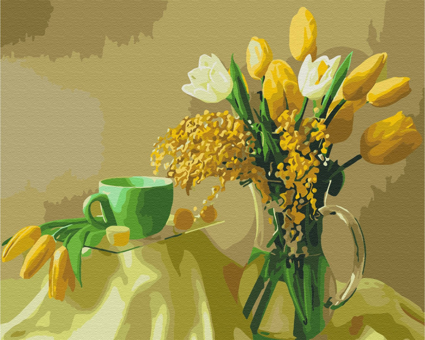 Maalaa numeroin Paint by numbers Yellow tulips