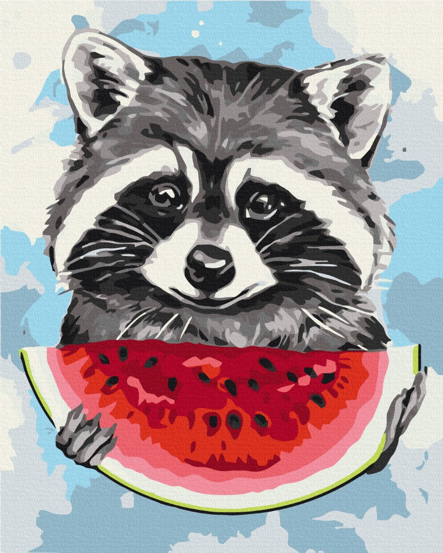 Maalaa numeroin Paint by numbers Summer raccoon