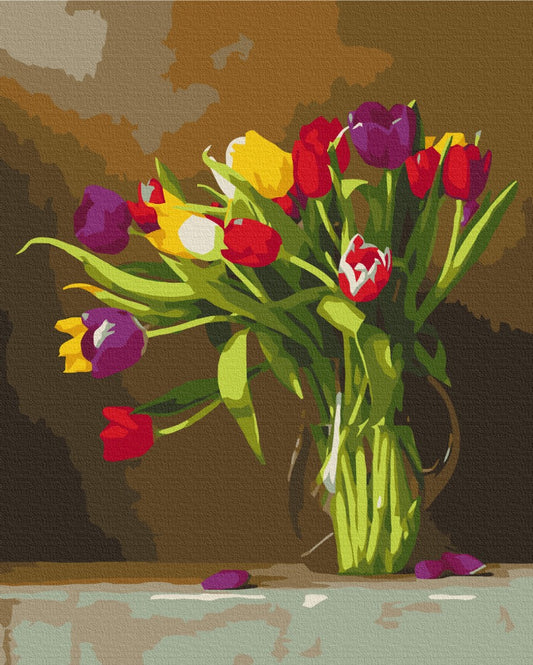 Maalaa numeroin Paint by numbers Colored tulips