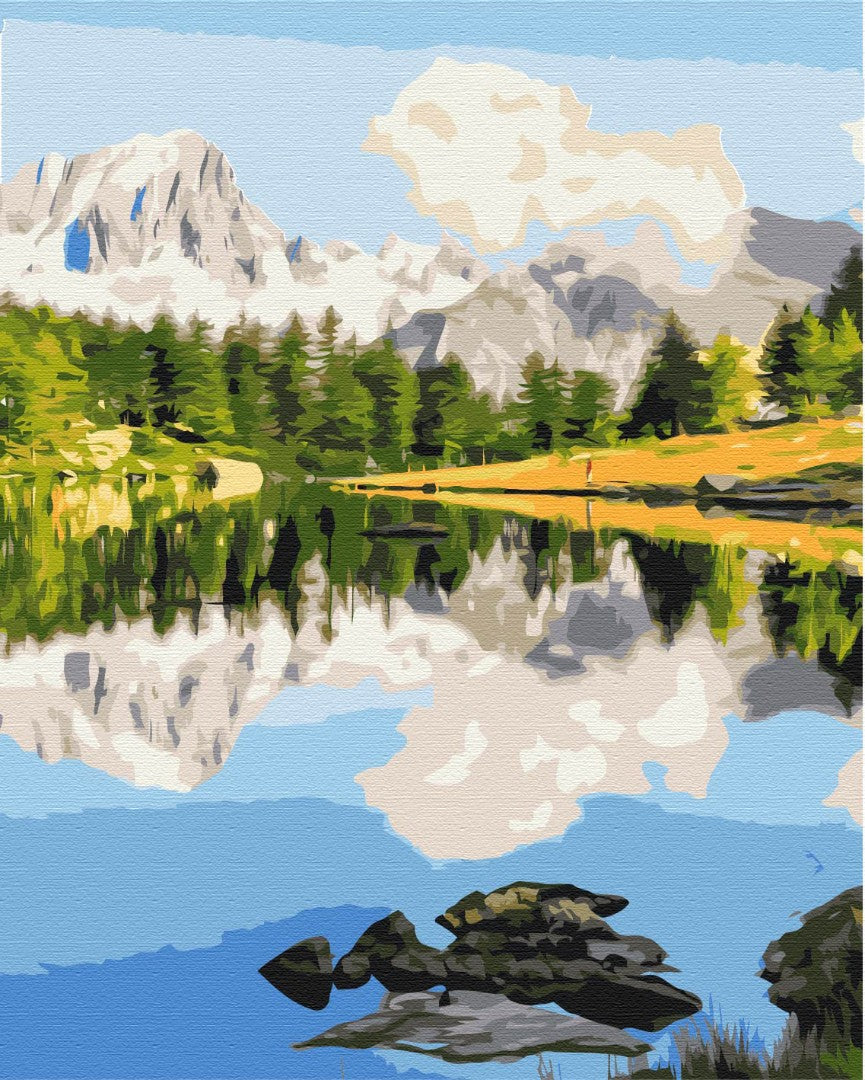 Maalaa numeroin Paint by numbers Mountain mirror