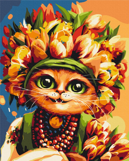 Maalaa numeroin Paint by numbers Spring kitty © Marianna Pashchuk