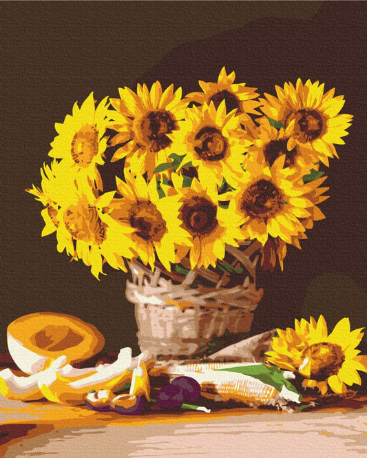 Maalaa numeroin Paint by numbers Bright sunflowers