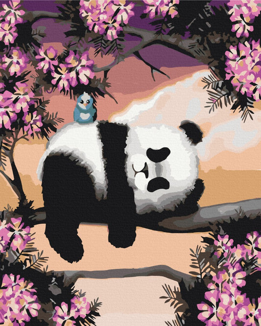 Maalaa numeroin Paint by numbers Sleepy panda