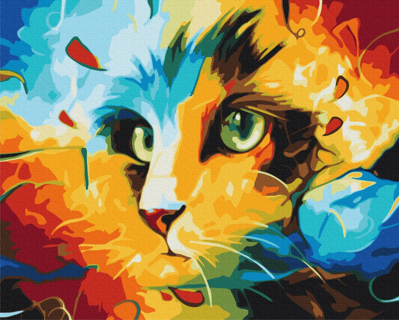 Maalaa numeroin Paint by numbers Cat in bright colors