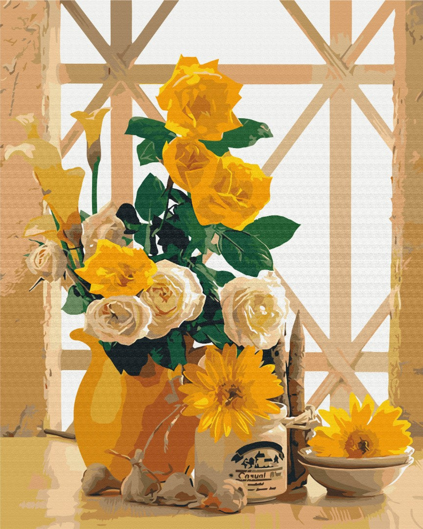 Maalaa numeroin Paint by numbers Yellow still life