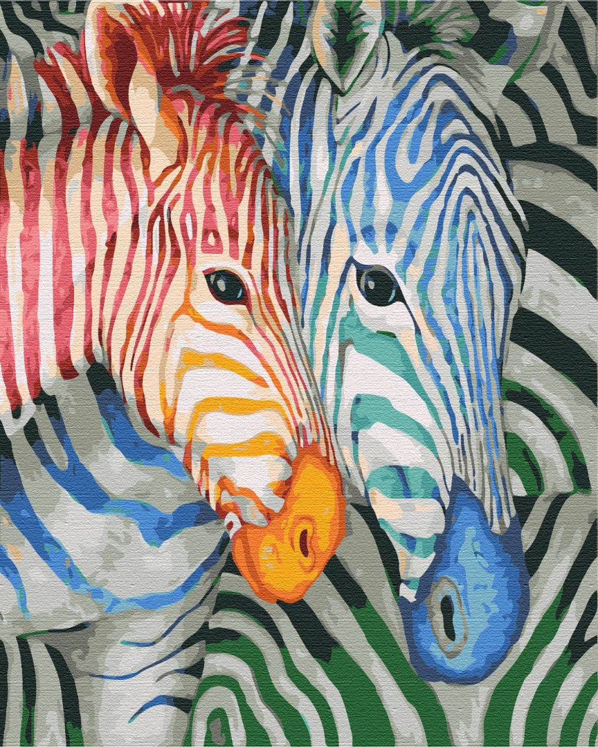 Maalaa numeroin Paint by numbers Striped zebras