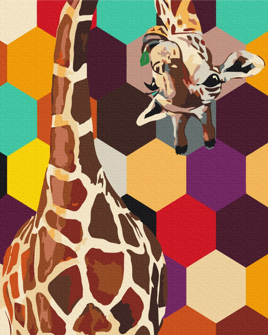 Maalaa numeroin Paint by numbers Giraffe in a mosaic