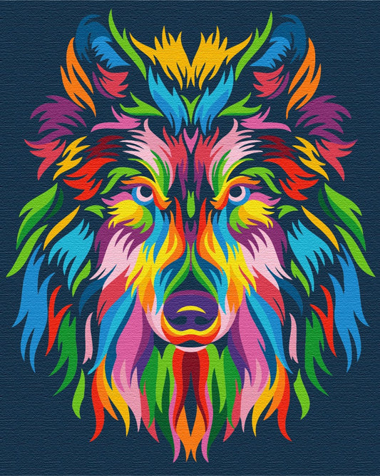 Maalaa numeroin Paint by numbers Rainbow wolf