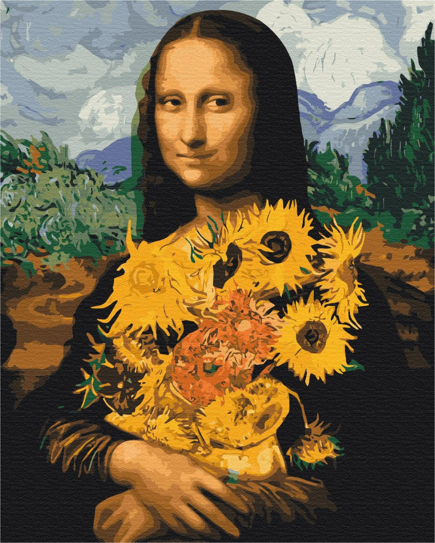 Maalaa numeroin Paint by numbers Mona Lisa with sunflowers