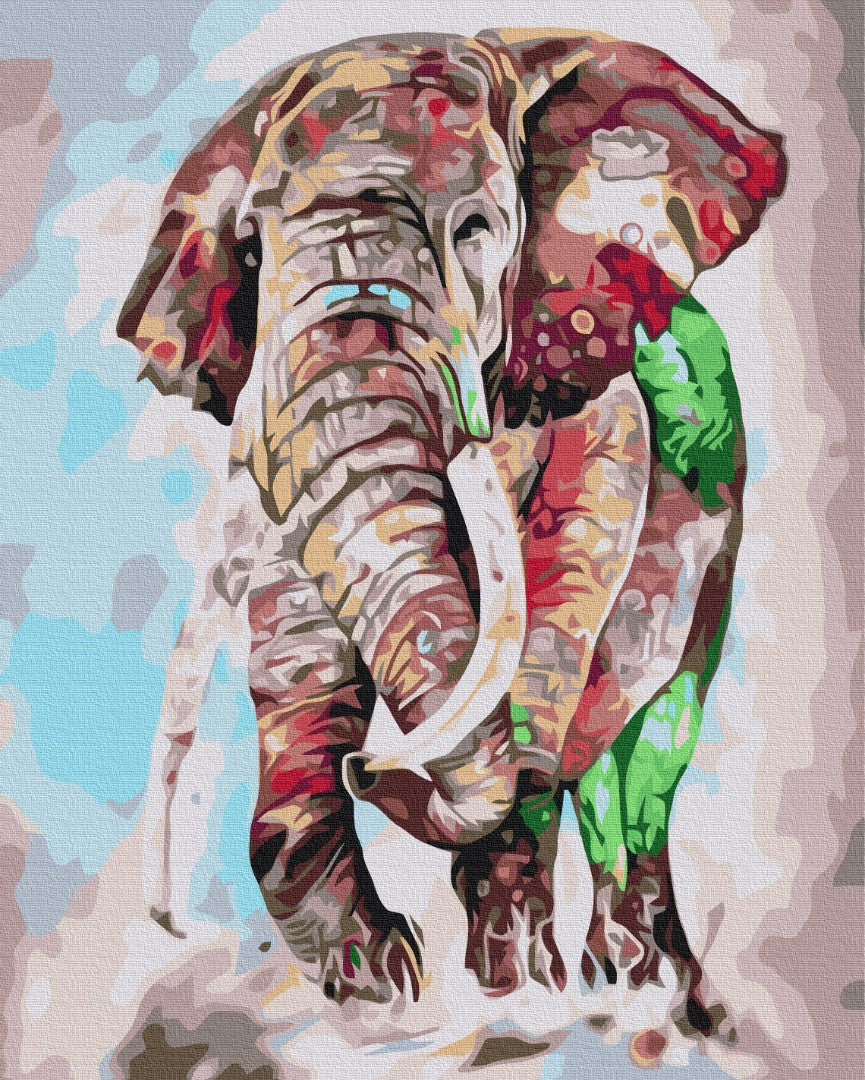 Maalaa numeroin Paint by numbers Rainbow elephant