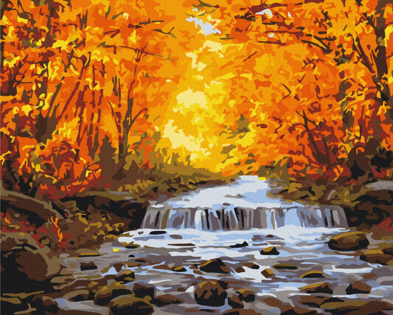 Maalaa numeroin Paint by numbers Waterfall in autumn gilding