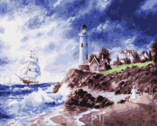 Maalaa numeroin Paint by numbers Lighthouse on the island