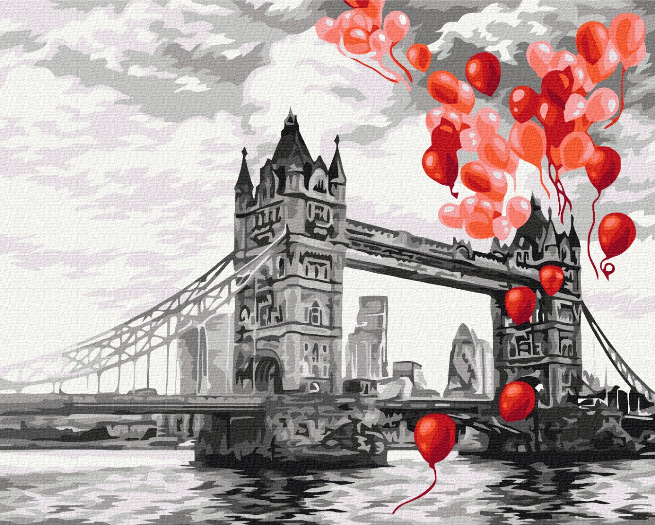 Maalaa numeroin Paint by numbers Balloons over Tower Bridge