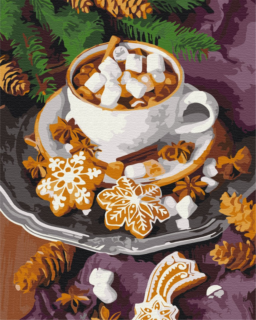 Maalaa numeroin Paint by numbers Spicy cocoa with snow