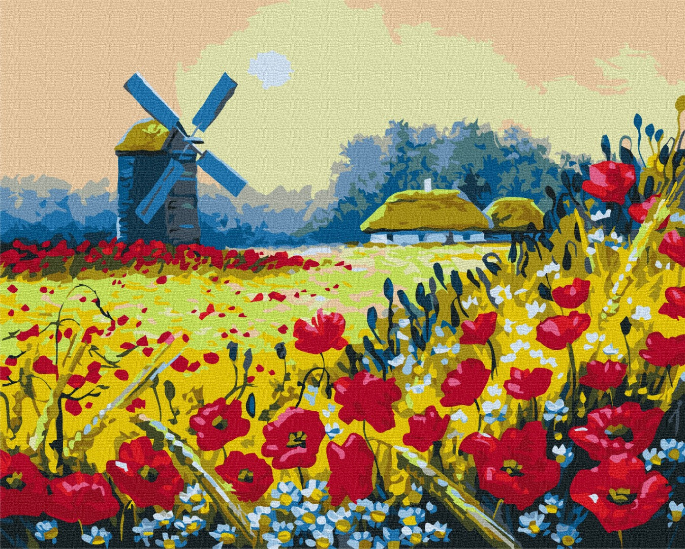 Maalaa numeroin Paint by numbers Poppies field