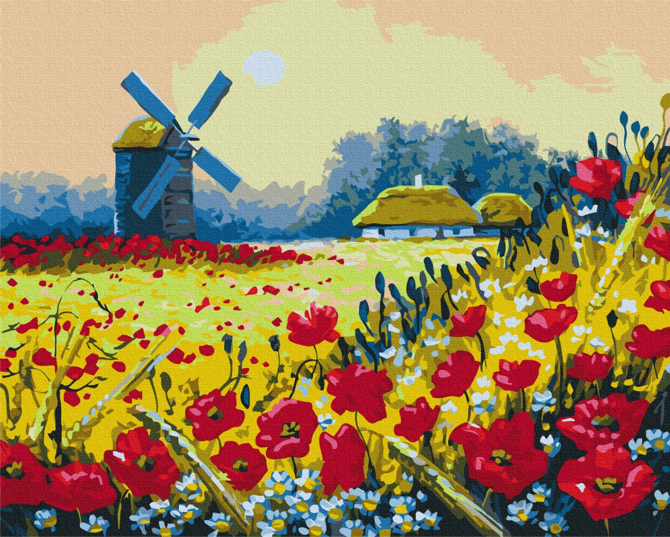 Maalaa numeroin Paint by numbers Poppies field