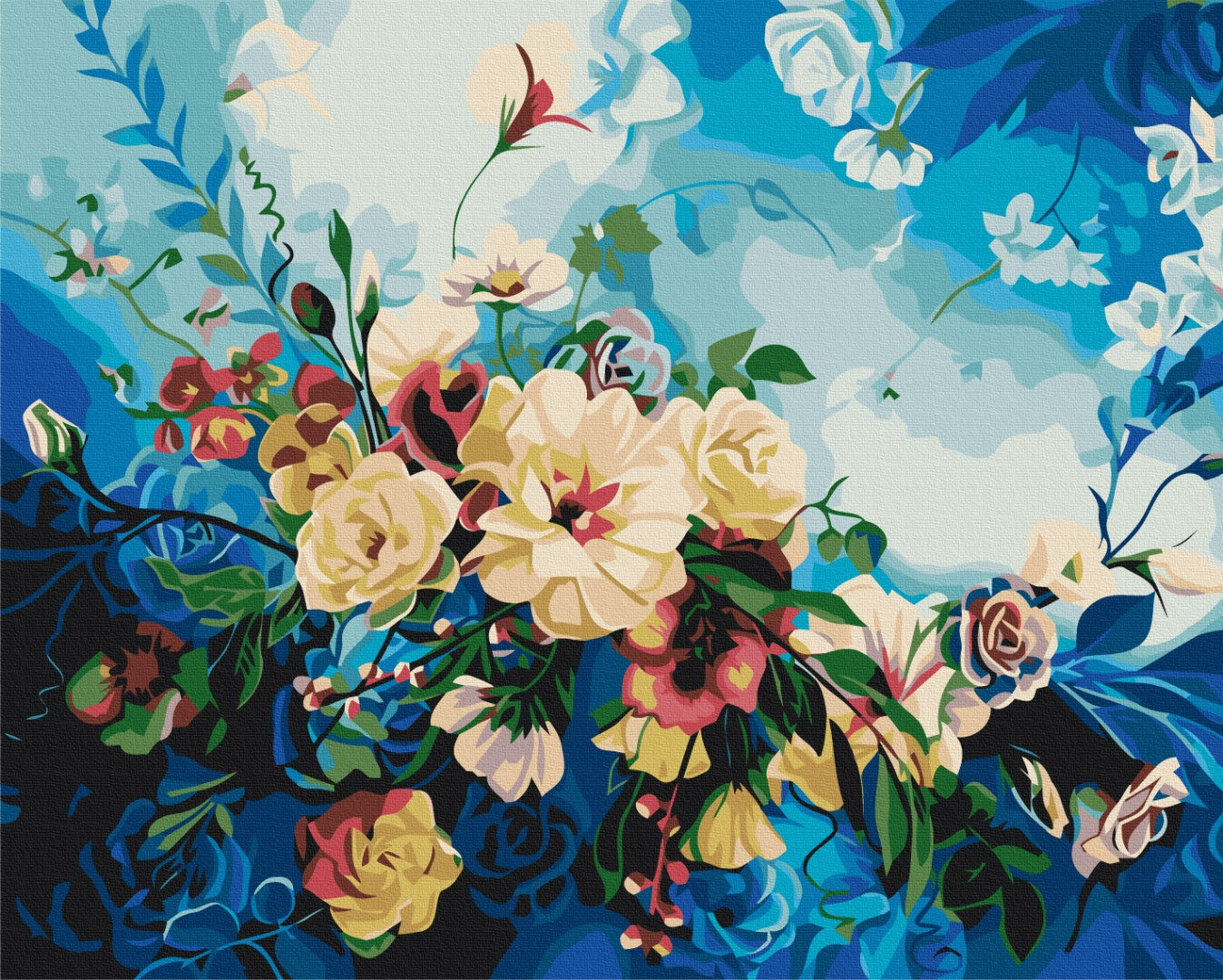 Maalaa numeroin Paint by numbers Blue flowers © Anna Steshenko