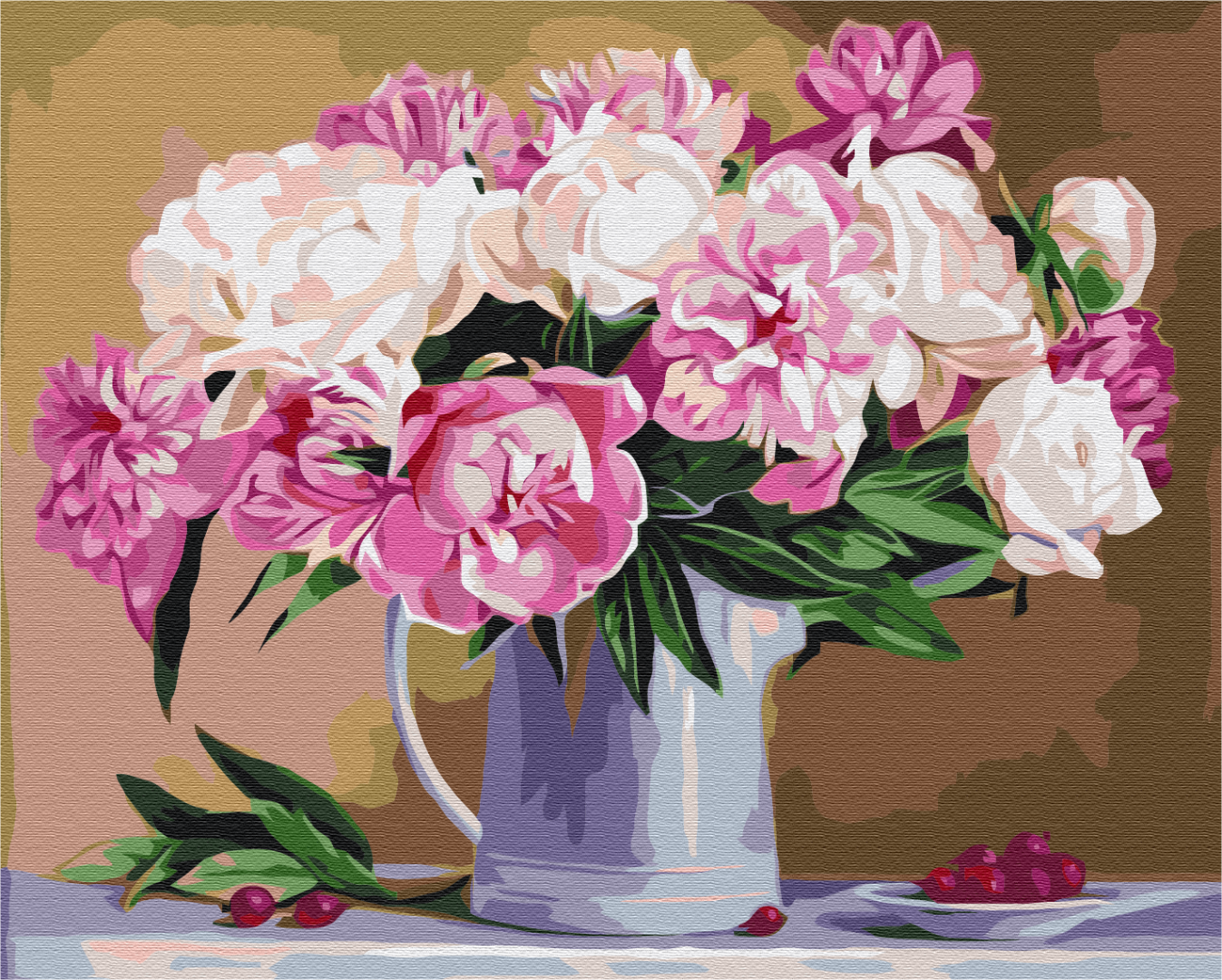 Maalaa numeroin Paint by numbers Peonies still-life