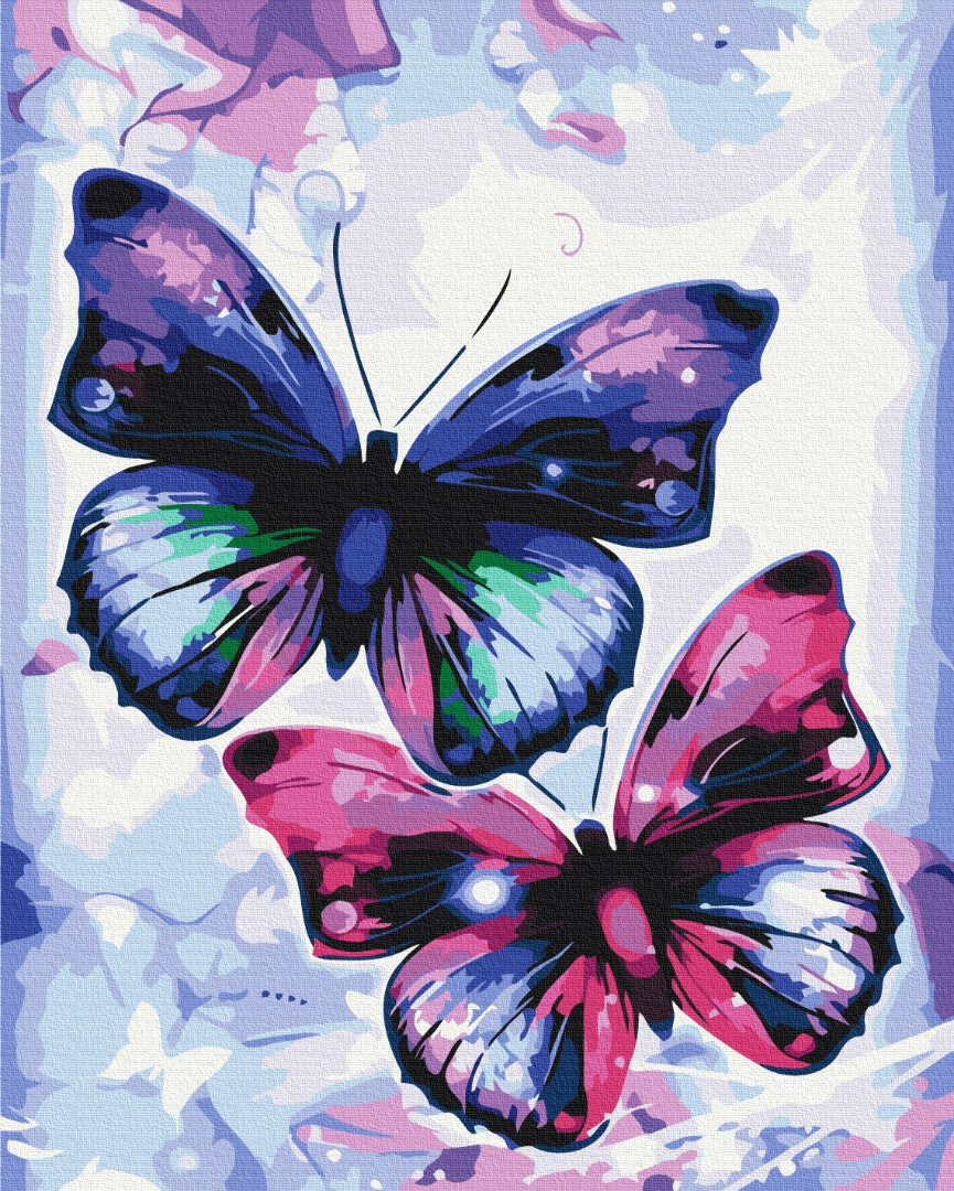 Maalaa numeroin Paint by numbers Shiny butterflies