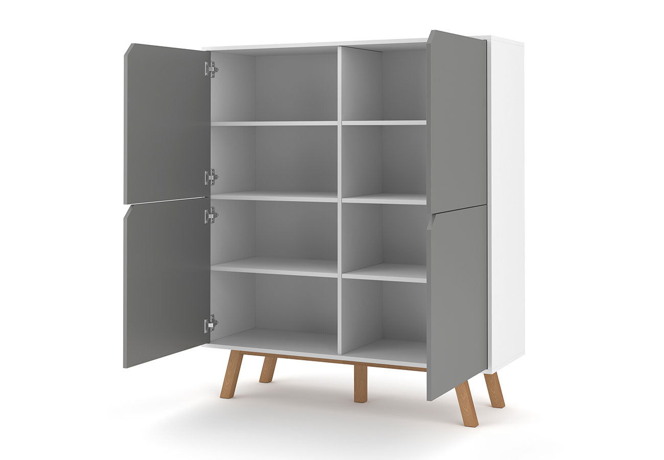 Kaappi Bruno Harmaa / Valkoinen 140cm