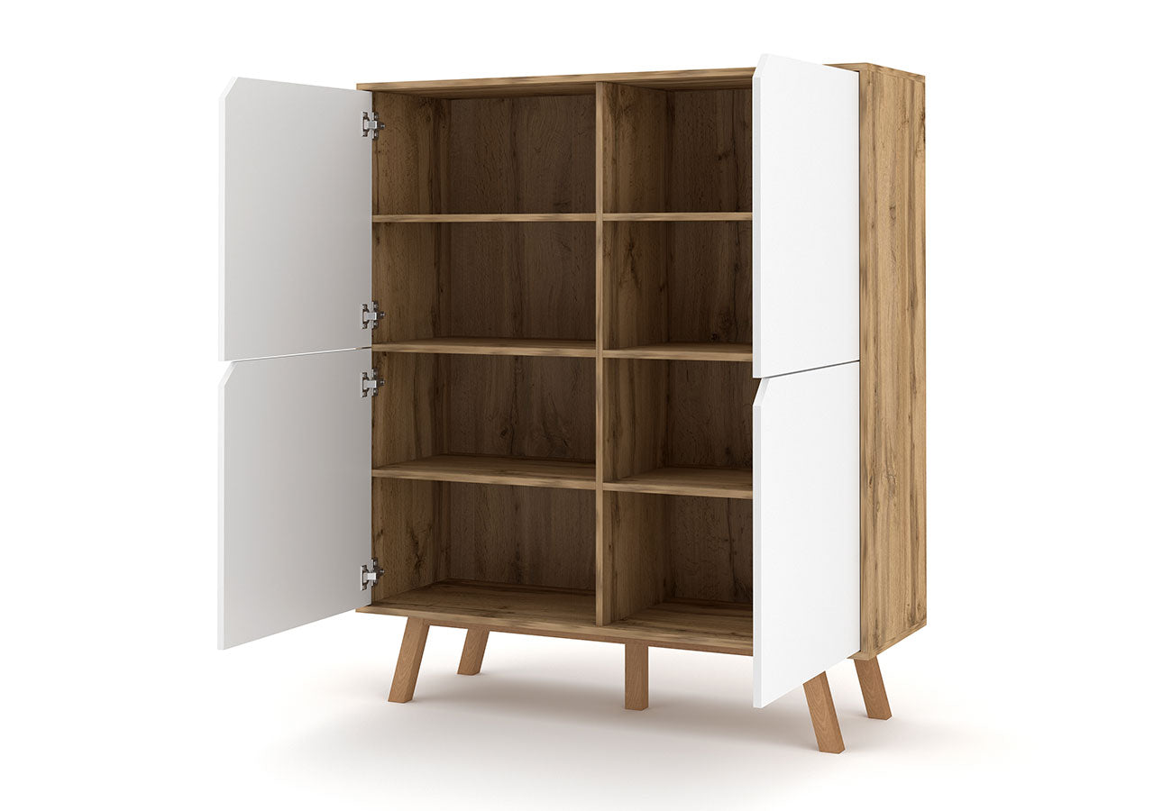 Korkea Kaappi Bruno Valkoinen / Tammi 120cm