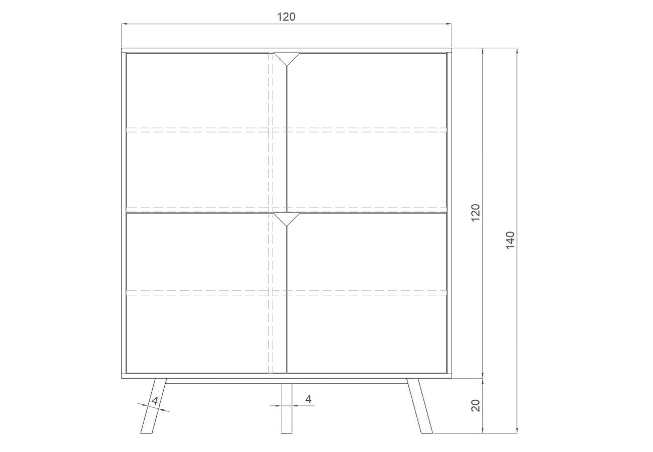 Kaappi Bruno Harmaa / Valkoinen 140cm Mitat