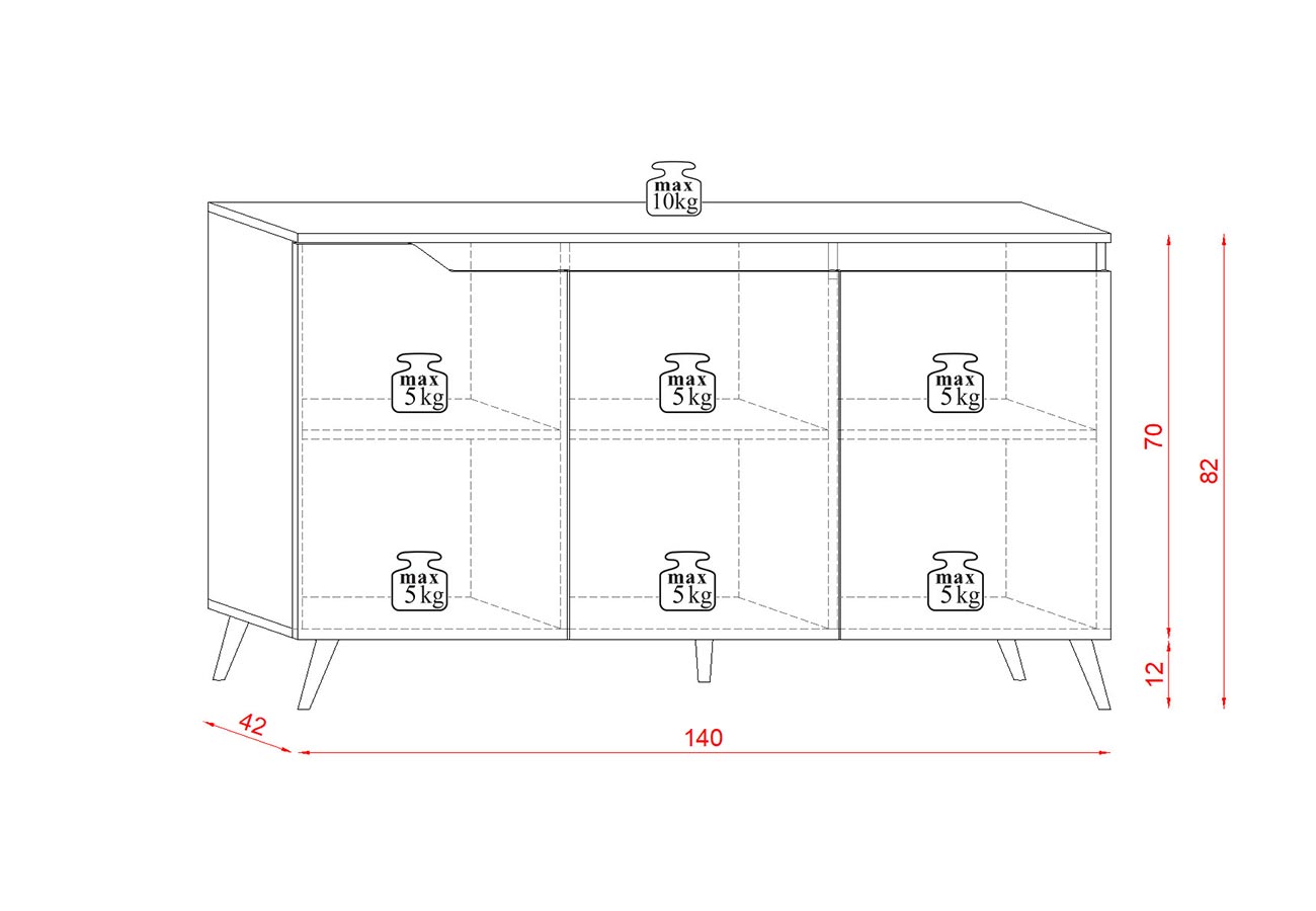 Senkki Caya Tammi / Valkoinen 140cm Mitat