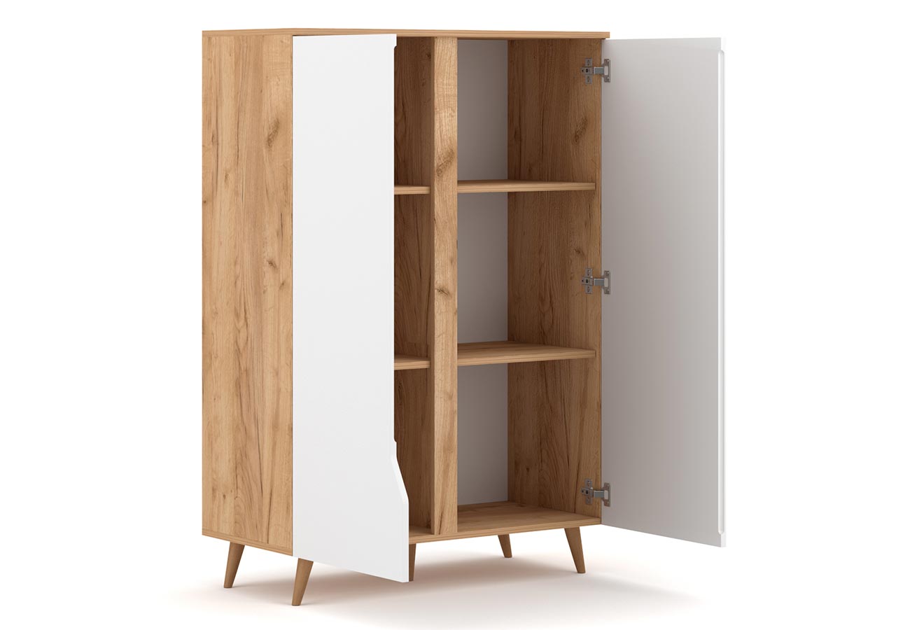 Korkea Kaappi Caya Tammi Matta Valkoinen