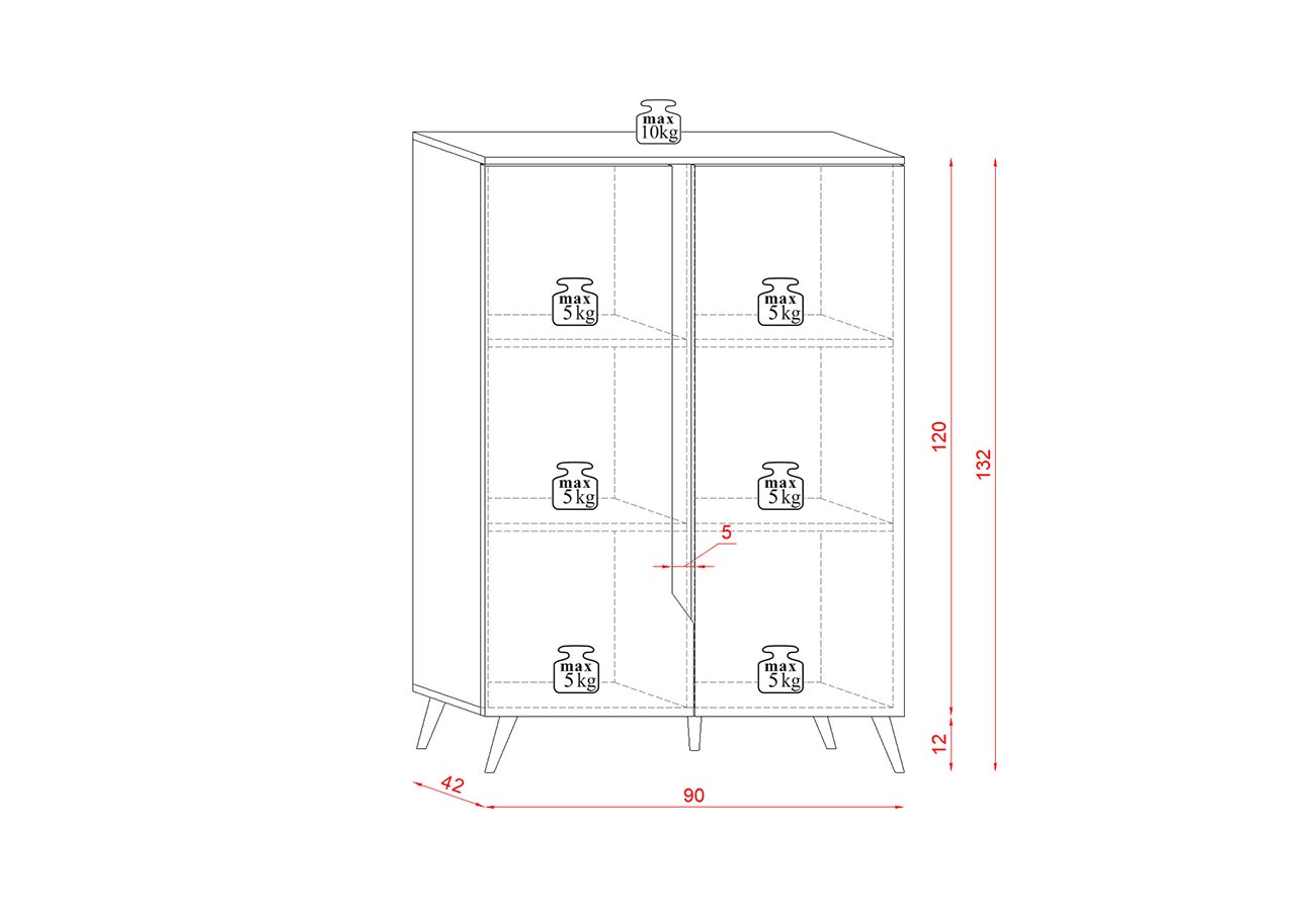 Kaappi Caya Tammi / Valkoinen Mitat