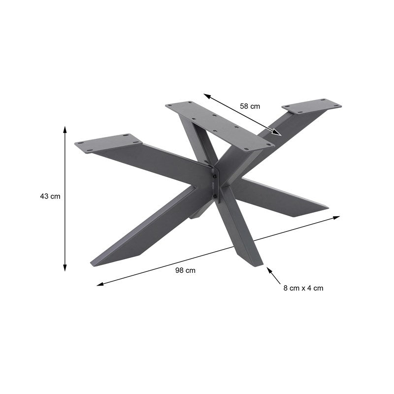 Metallinen pöydänjalka Antrasiitti X 98cm mitat