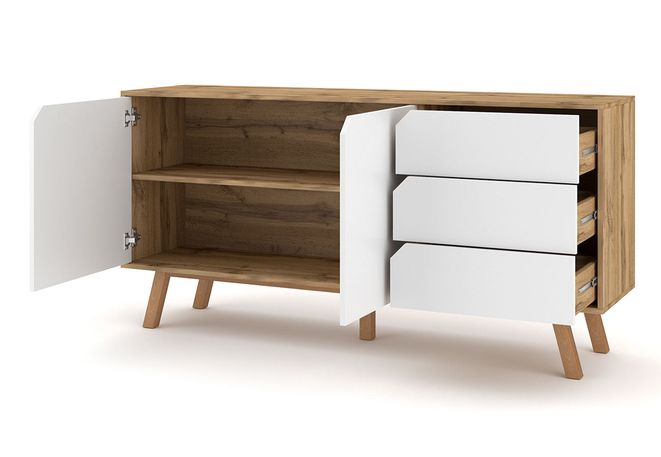 Senkki Bruno Valkoinen / Tammi 3 laatikkoa ja hylly