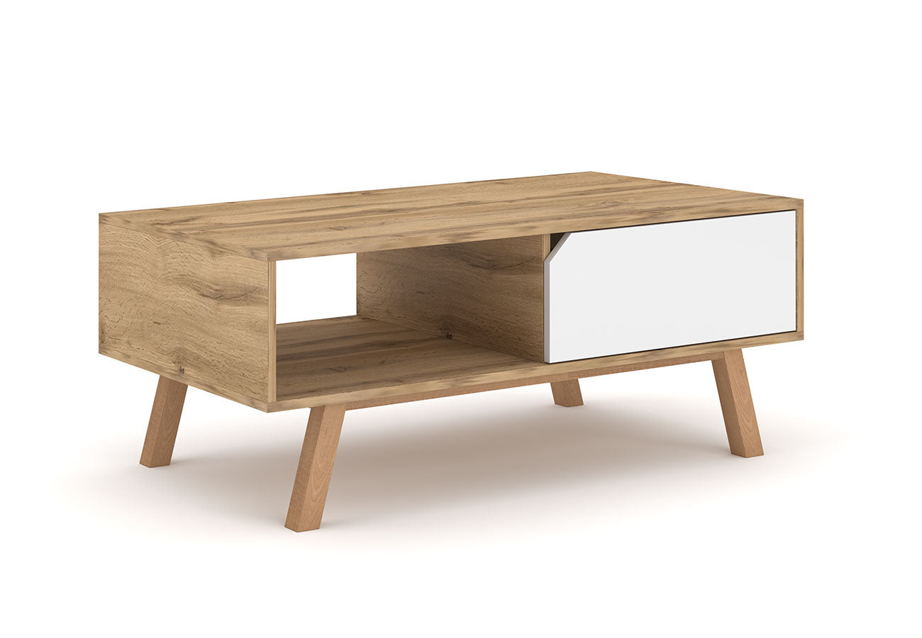 Sohvapöytä Bruno Valkoinen / Tammi Skandinaavinen