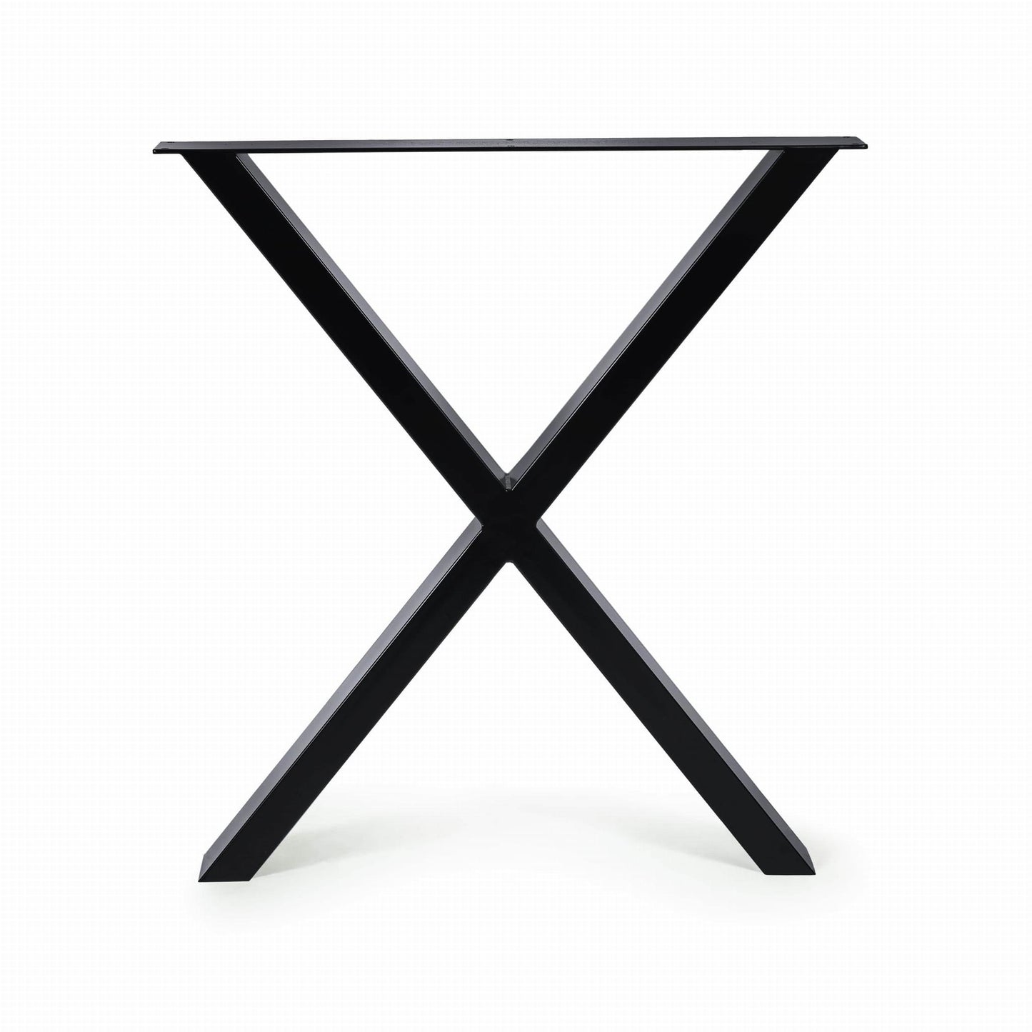 Teräs pöydänjalat mustat X muotoiset sivusta