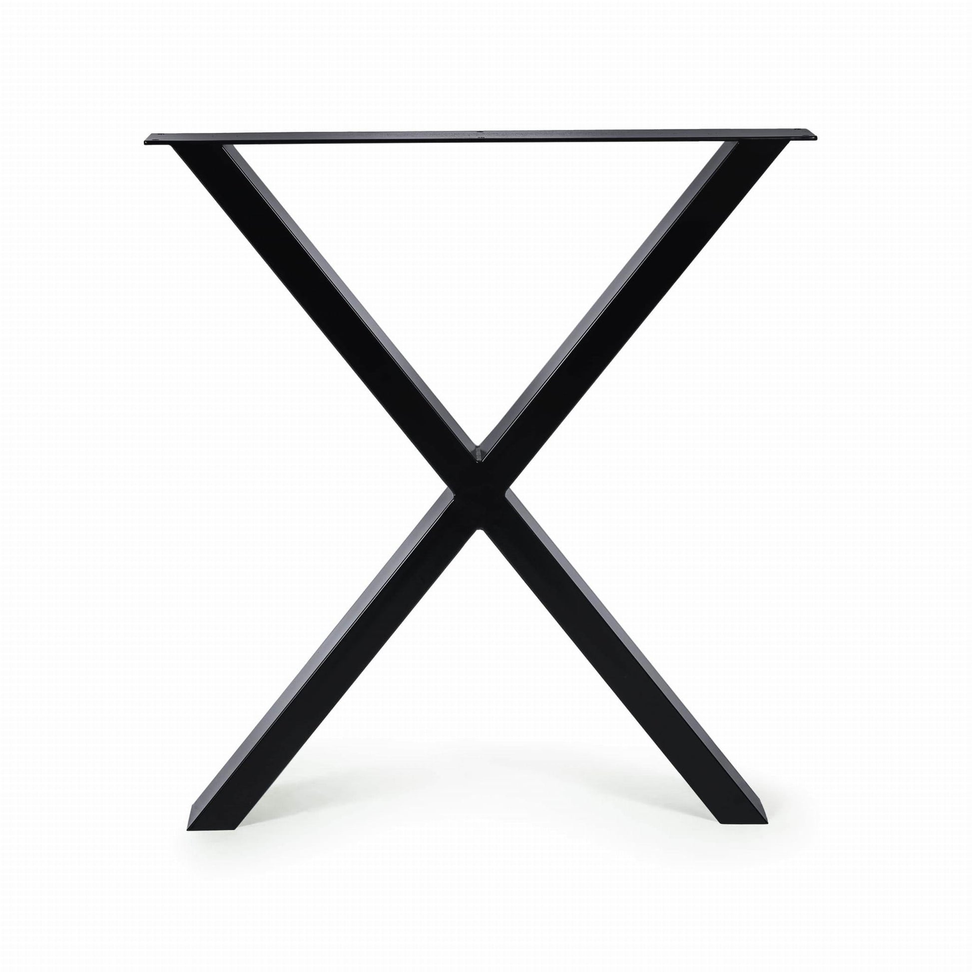 Teräs pöydänjalat mustat X muotoiset sivusta