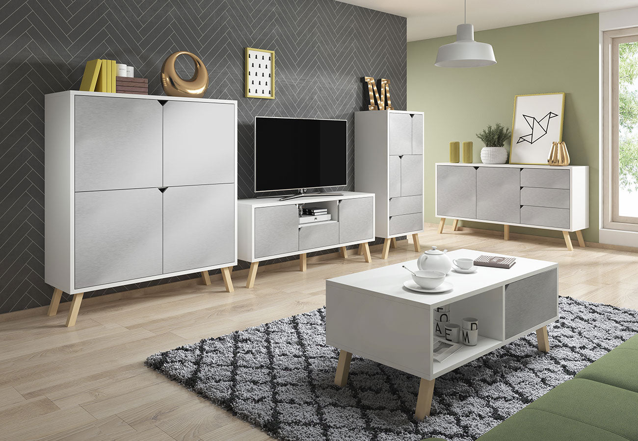 Kaappi Bruno Harmaa / Valkoinen 120cm