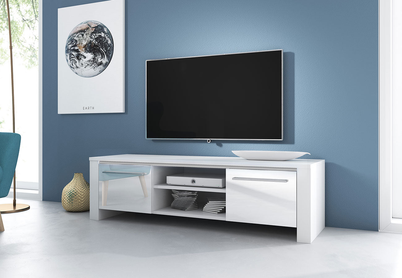 Tv-Taso Lux Korkeakiilto Valkoinen 140cm