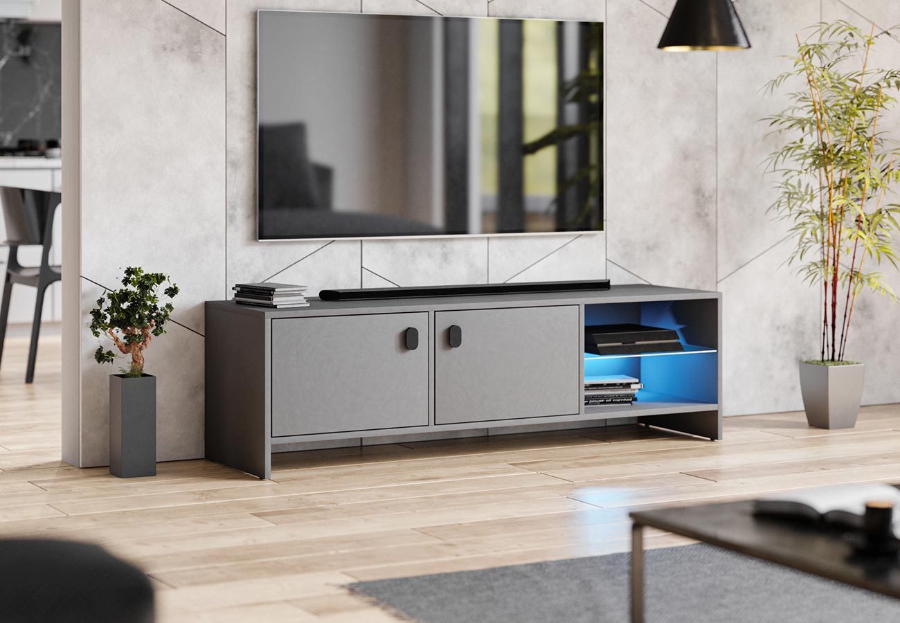 Tv-taso Mido 140cm Harmaa Led valaistus