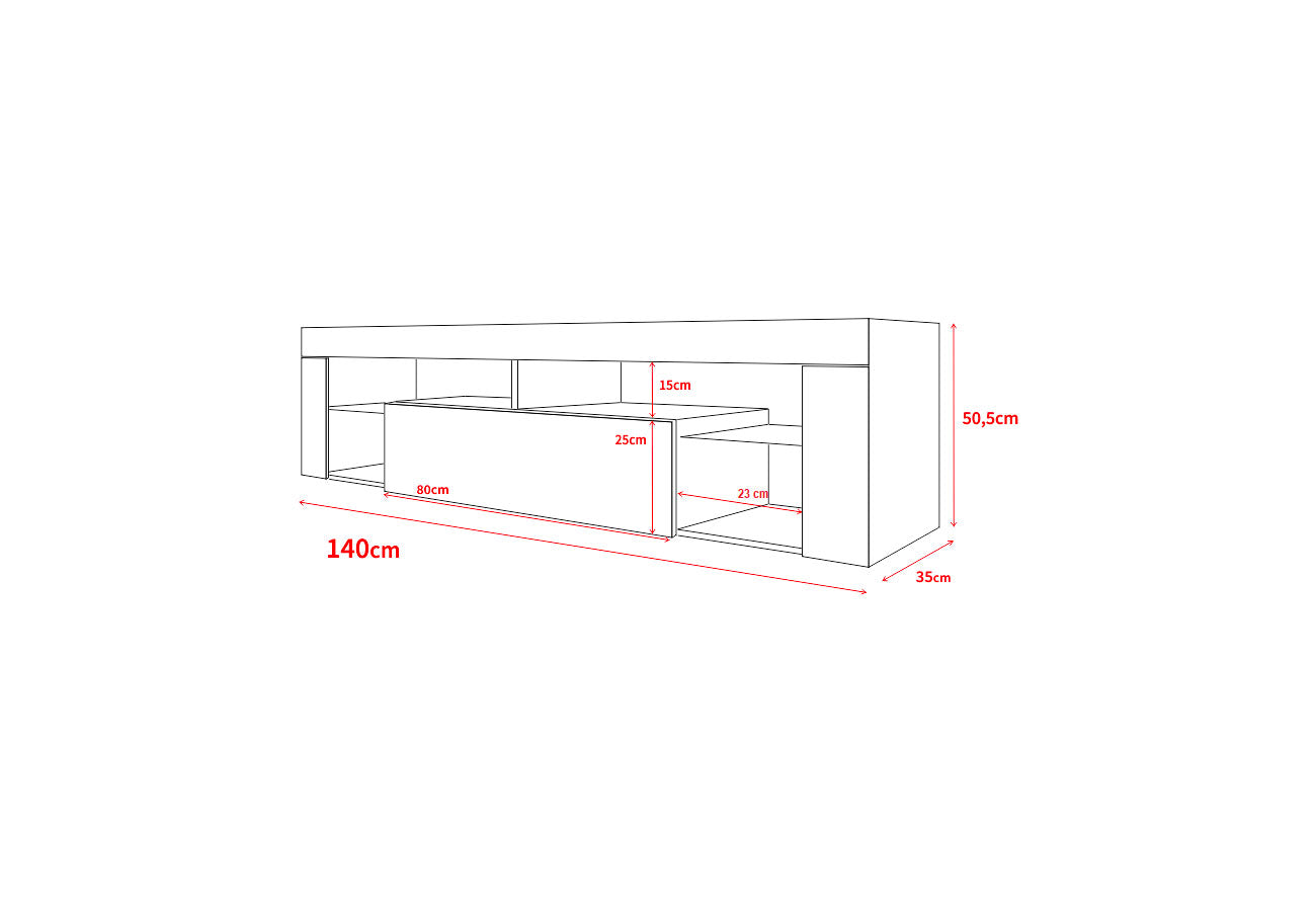 Tv-taso Mika I Valkoinen 140cm Mitat