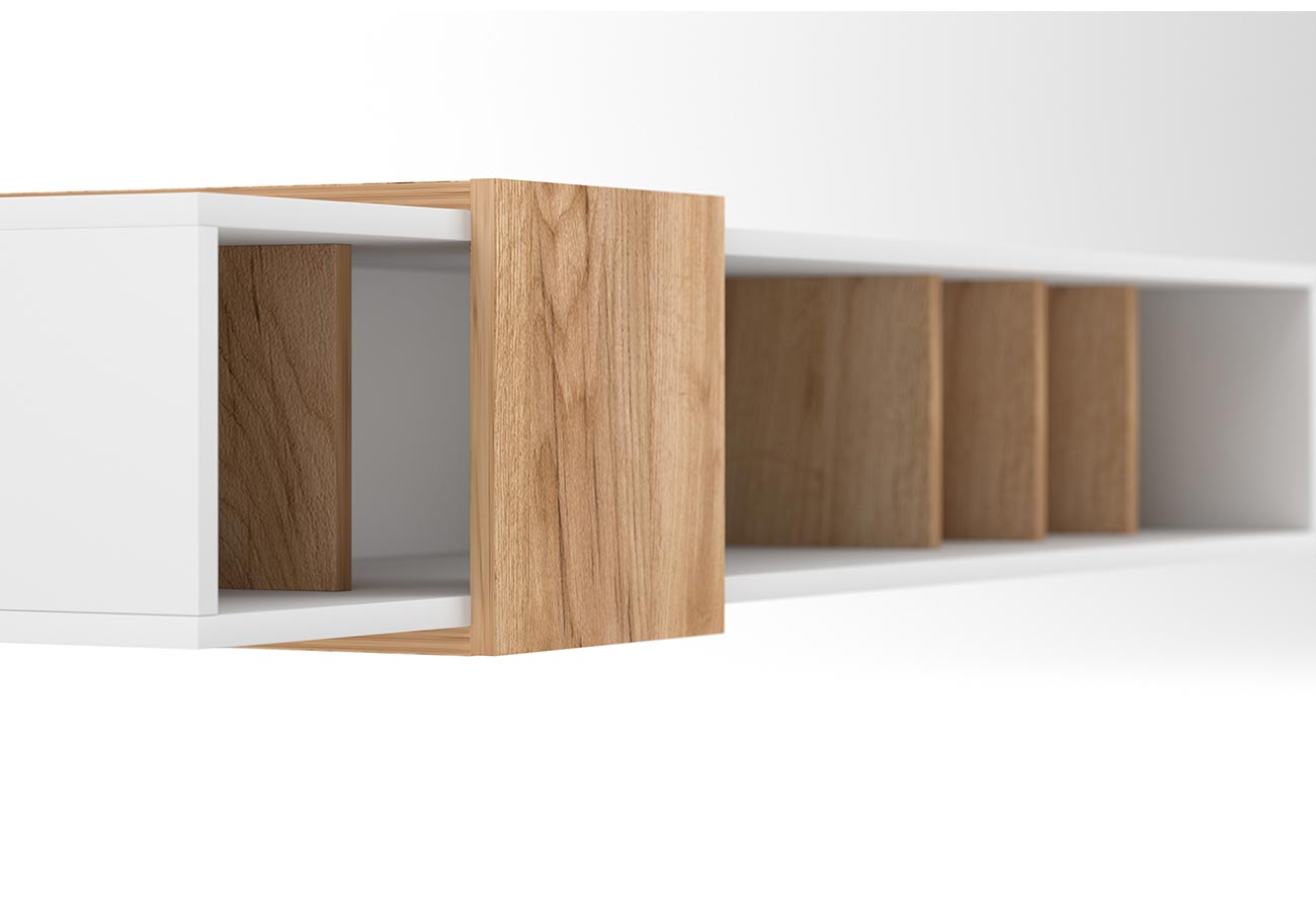 Tv-taso Nona Valkoinen / Tammi seinämalli