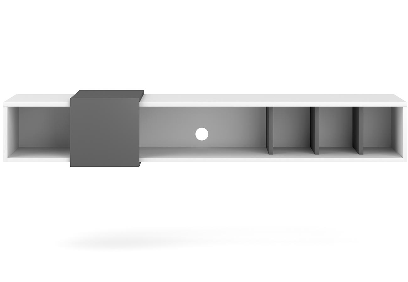 Harmaa tv-taso Nona seinälle kiinnitettävä