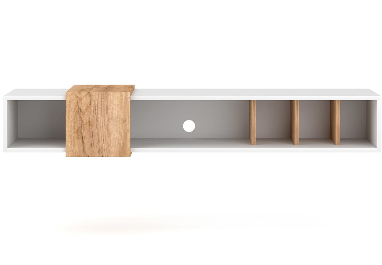 Seinälle asennettava tv-taso 150cm Nona valkoinen 