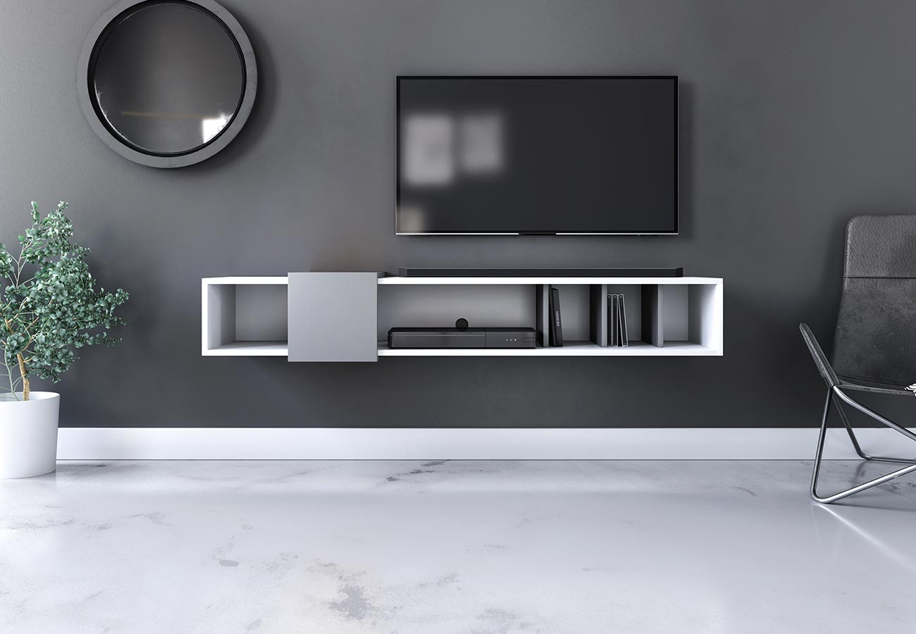 Tv-taso Nona seinälle asennettava Harmaa