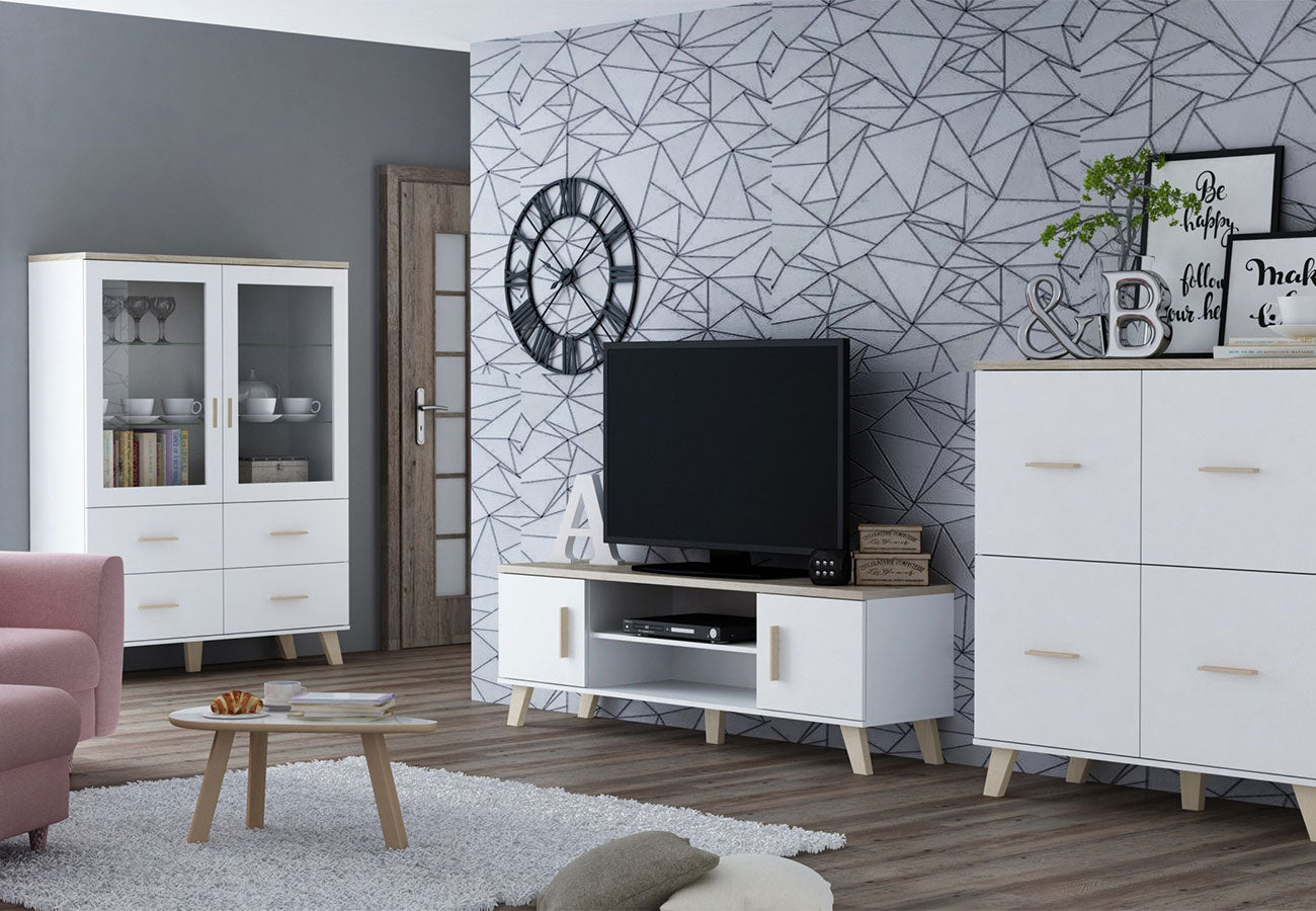 Tv-Taso Nordic 160cm Sonoma Tammi Valkoinen