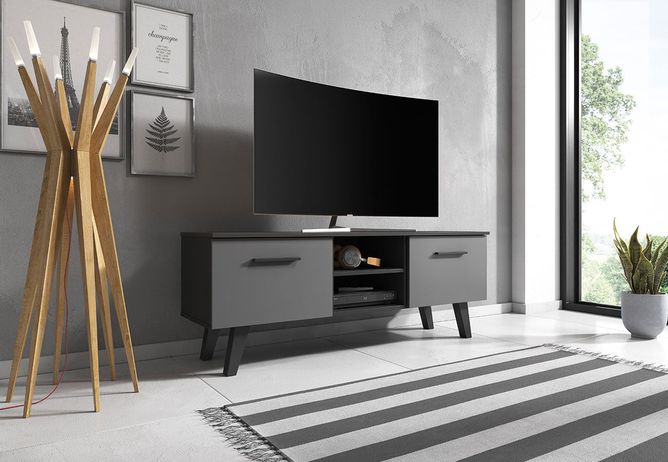 Tv-taso Scandi Musta / Grafiitti 140cm